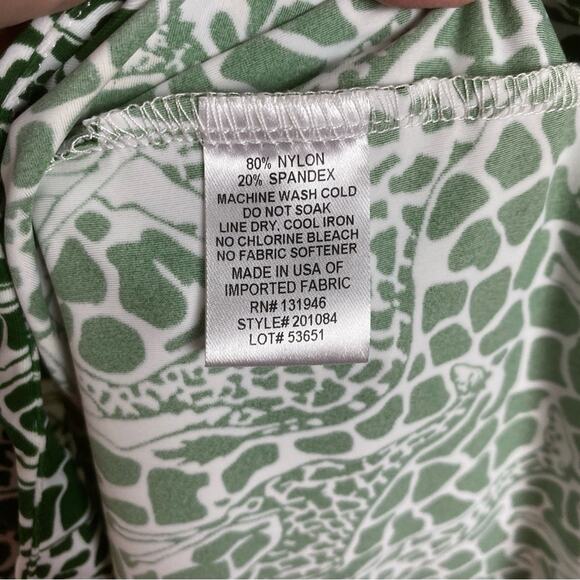 Jude Connally Green Giraffe Print Knit Cropped Pants Sz.L - Picture 10 of 11